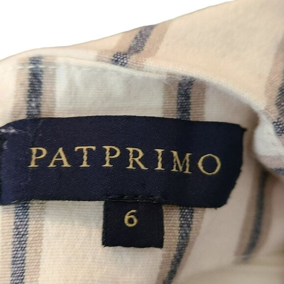 Pat Primo Women's High Waisted Casual Striped Pants  Tan and white Size 6 - Picture 10 of 11